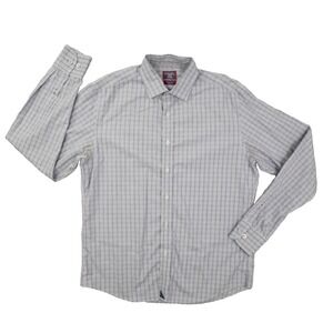 UNTUCKit Two Ply Cotton Button Up Shirt Men's Medium Blue Plaid Wrinkle Free